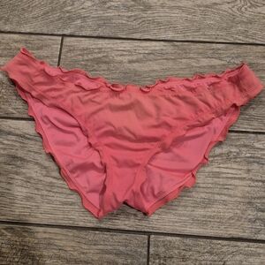 Victoria’s Secret Coral Ruffle Ruched Cheeky Bikini Bottoms Largw
